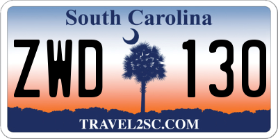 SC license plate ZWD130