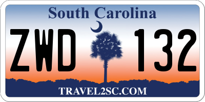 SC license plate ZWD132