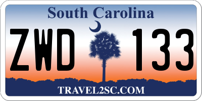 SC license plate ZWD133
