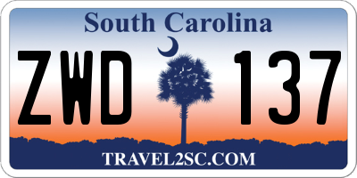 SC license plate ZWD137