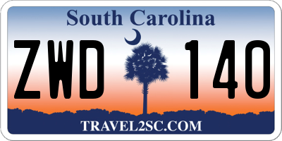 SC license plate ZWD140
