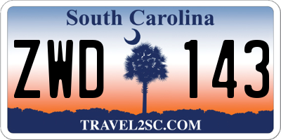 SC license plate ZWD143