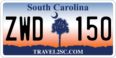 SC license plate ZWD150