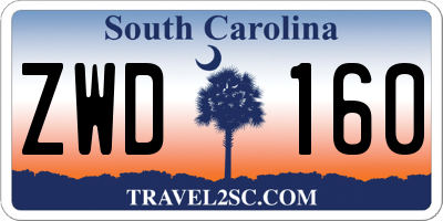 SC license plate ZWD160