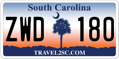 SC license plate ZWD180