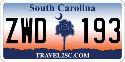 SC license plate ZWD193