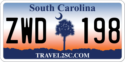 SC license plate ZWD198