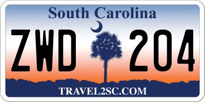 SC license plate ZWD204
