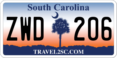 SC license plate ZWD206