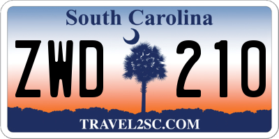 SC license plate ZWD210