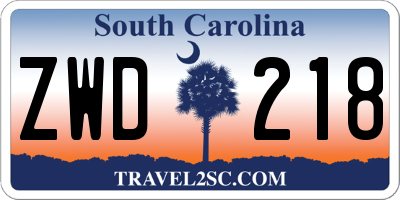 SC license plate ZWD218