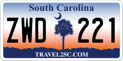 SC license plate ZWD221