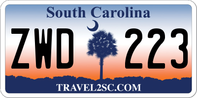 SC license plate ZWD223