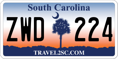 SC license plate ZWD224