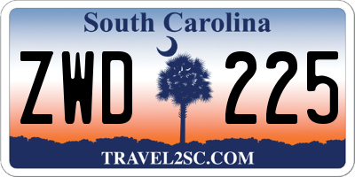 SC license plate ZWD225
