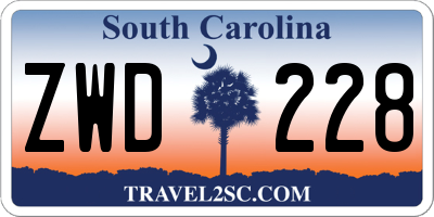 SC license plate ZWD228
