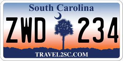 SC license plate ZWD234