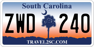 SC license plate ZWD240