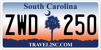 SC license plate ZWD250