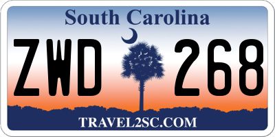 SC license plate ZWD268