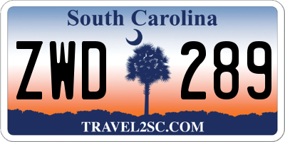 SC license plate ZWD289