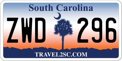 SC license plate ZWD296