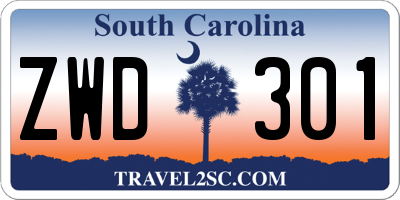 SC license plate ZWD301