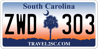 SC license plate ZWD303