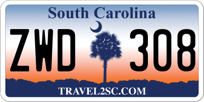 SC license plate ZWD308