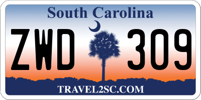 SC license plate ZWD309