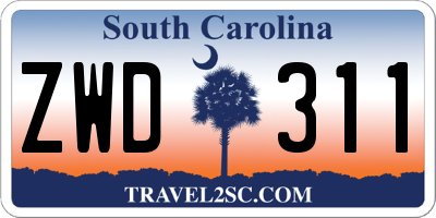 SC license plate ZWD311