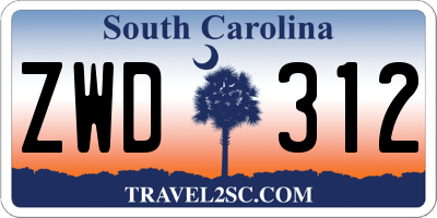 SC license plate ZWD312
