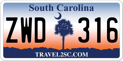 SC license plate ZWD316