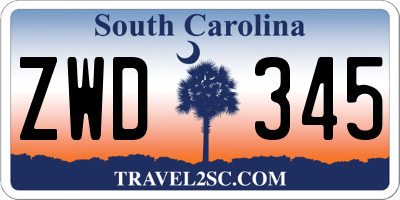 SC license plate ZWD345