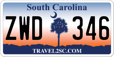 SC license plate ZWD346