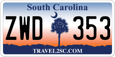 SC license plate ZWD353