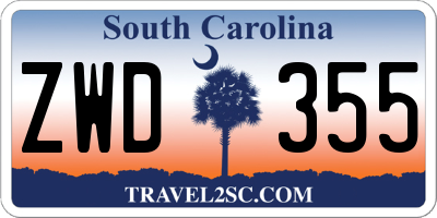 SC license plate ZWD355