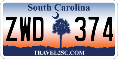SC license plate ZWD374