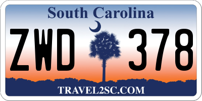 SC license plate ZWD378