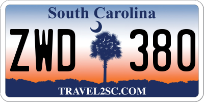 SC license plate ZWD380