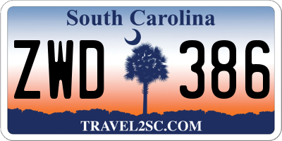 SC license plate ZWD386