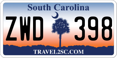 SC license plate ZWD398