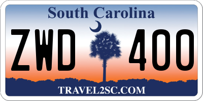 SC license plate ZWD400