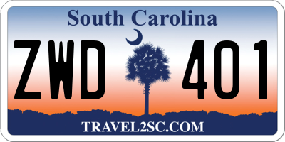 SC license plate ZWD401