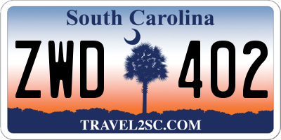 SC license plate ZWD402