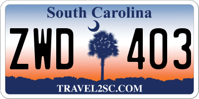 SC license plate ZWD403