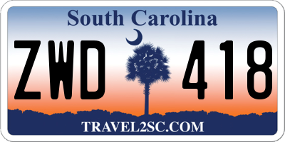 SC license plate ZWD418