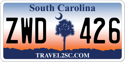 SC license plate ZWD426
