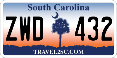 SC license plate ZWD432