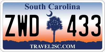 SC license plate ZWD433